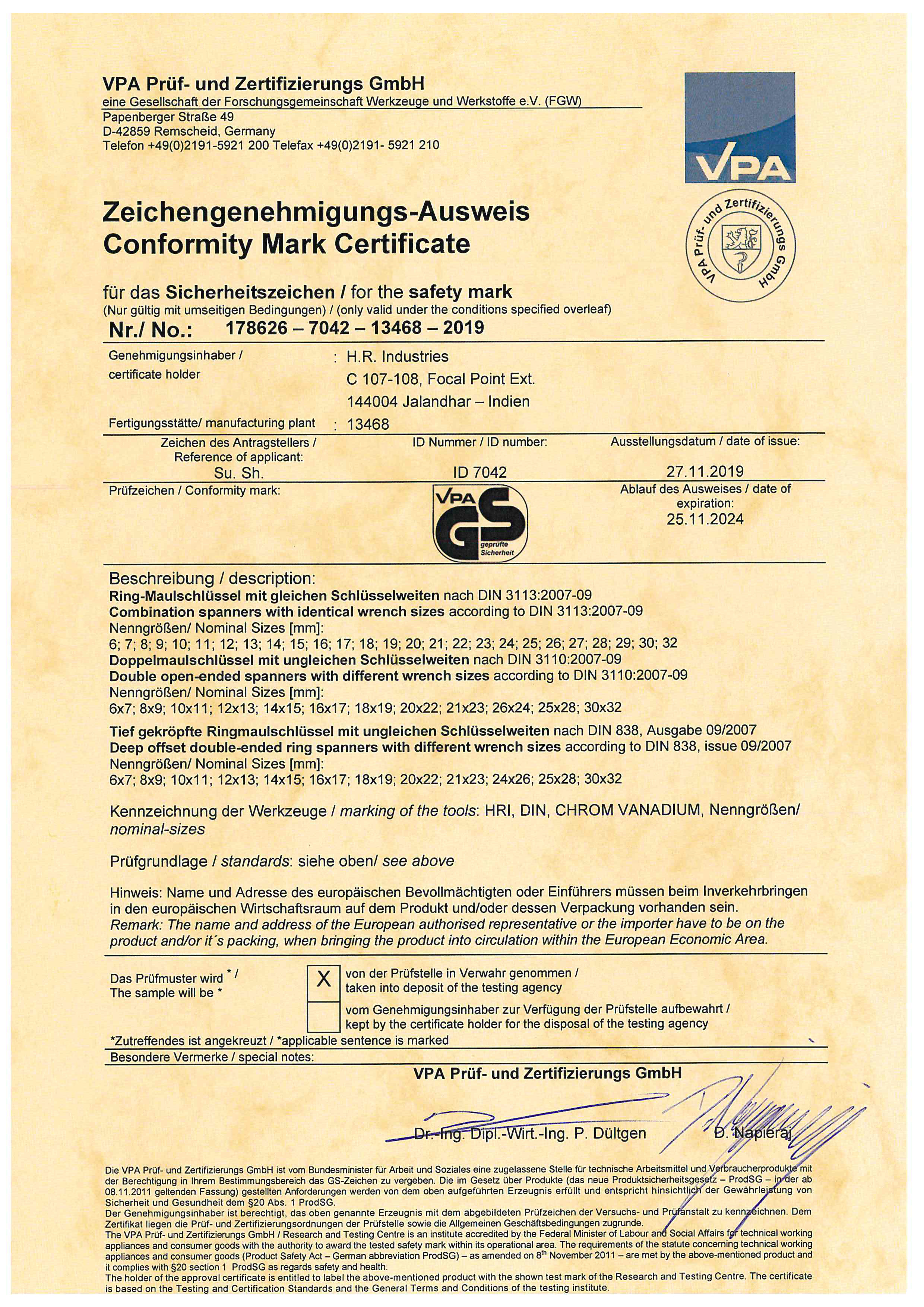 GS Certification Mark. Germany